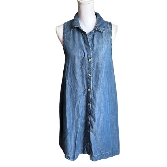 Cloth & Stone Blue Tencel Sleeveless Dress Size Medium - Picture 1 of 17